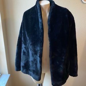 BORGANA **true vintage** 1950s black faux fur coat